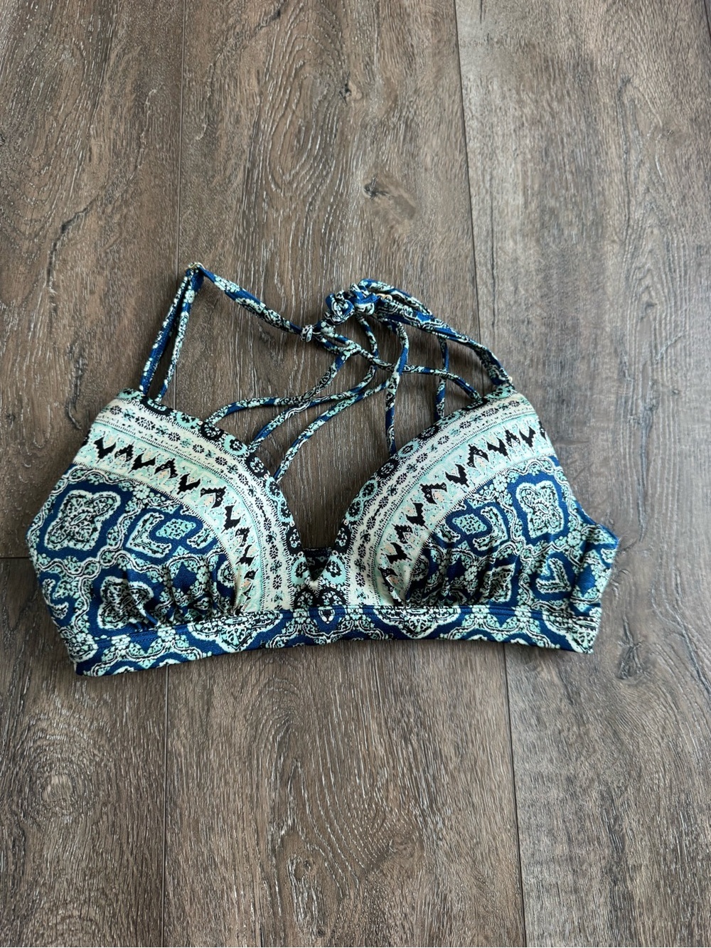 Athleta Paisley Print Strappy Blue Bikini Top Size XXS